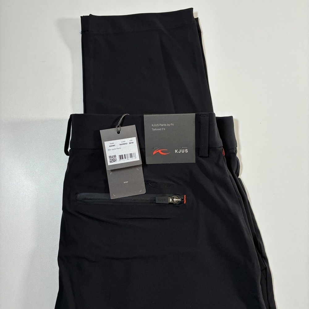 NEW KJUS Javier Pants 36x32 Black Tailored Fit Golf Technical K00187